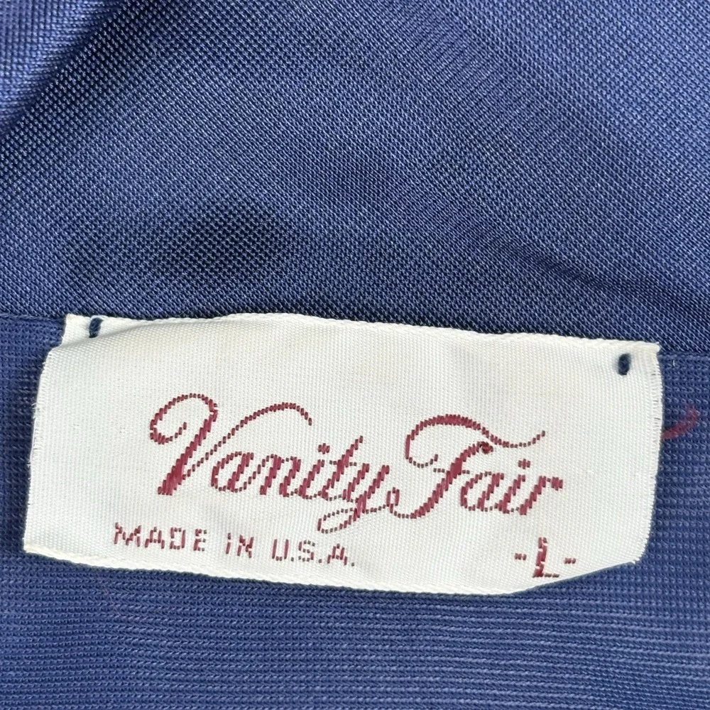 Vintage 70s Vanity Fair Blue Satin Robe Large Made USA 42